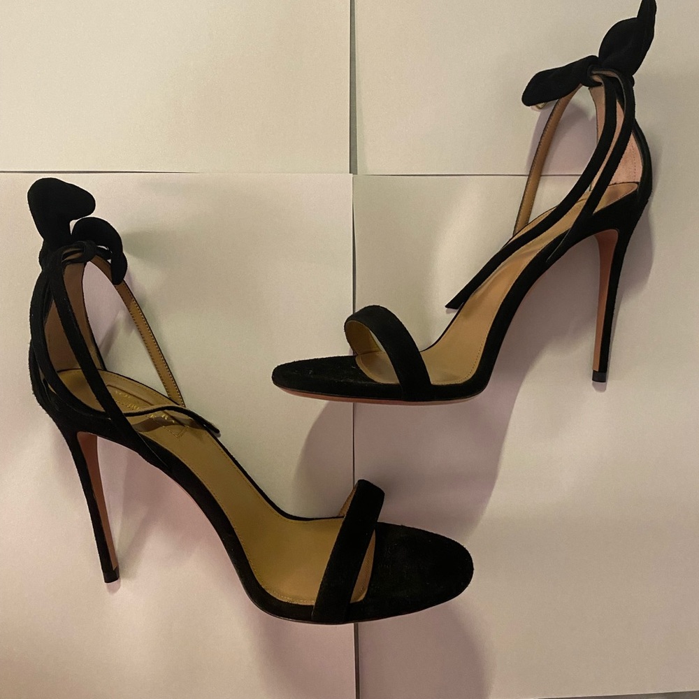 Aquazzura bow tie bunny ear sandals black 105mm